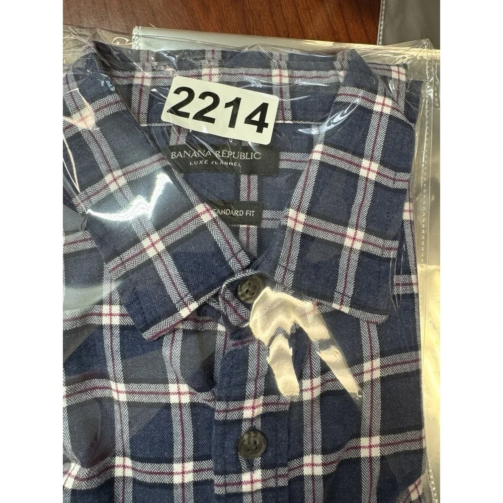 Banana Republic Shirt Mens Medium‎ Blue Plaid Luxe Flannel Preppy Casual Outdoor